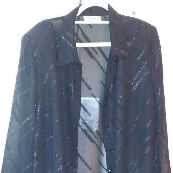 Black sheer button-up pool cover Plus Sz - Picture 1 of 5